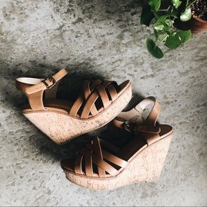 Tan Harlow Wedges
